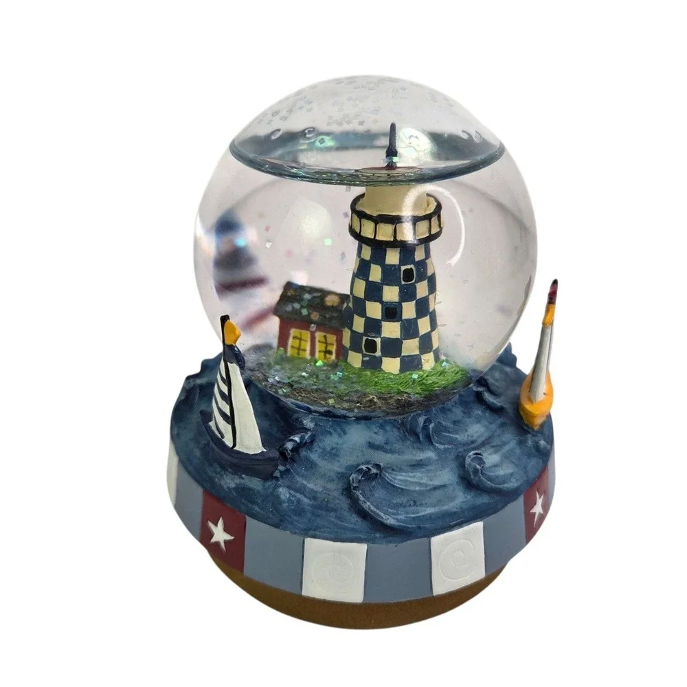 Yankee Candle Jar Topper Lighthouse Glitter Stars Globe Nautical Sailboats Blue